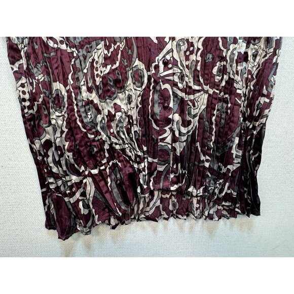 Lane Bryant Womens Crinkle Button Up Shirt Plus Size 26/28 Burgundy Gray Paisley - Picture 6 of 10